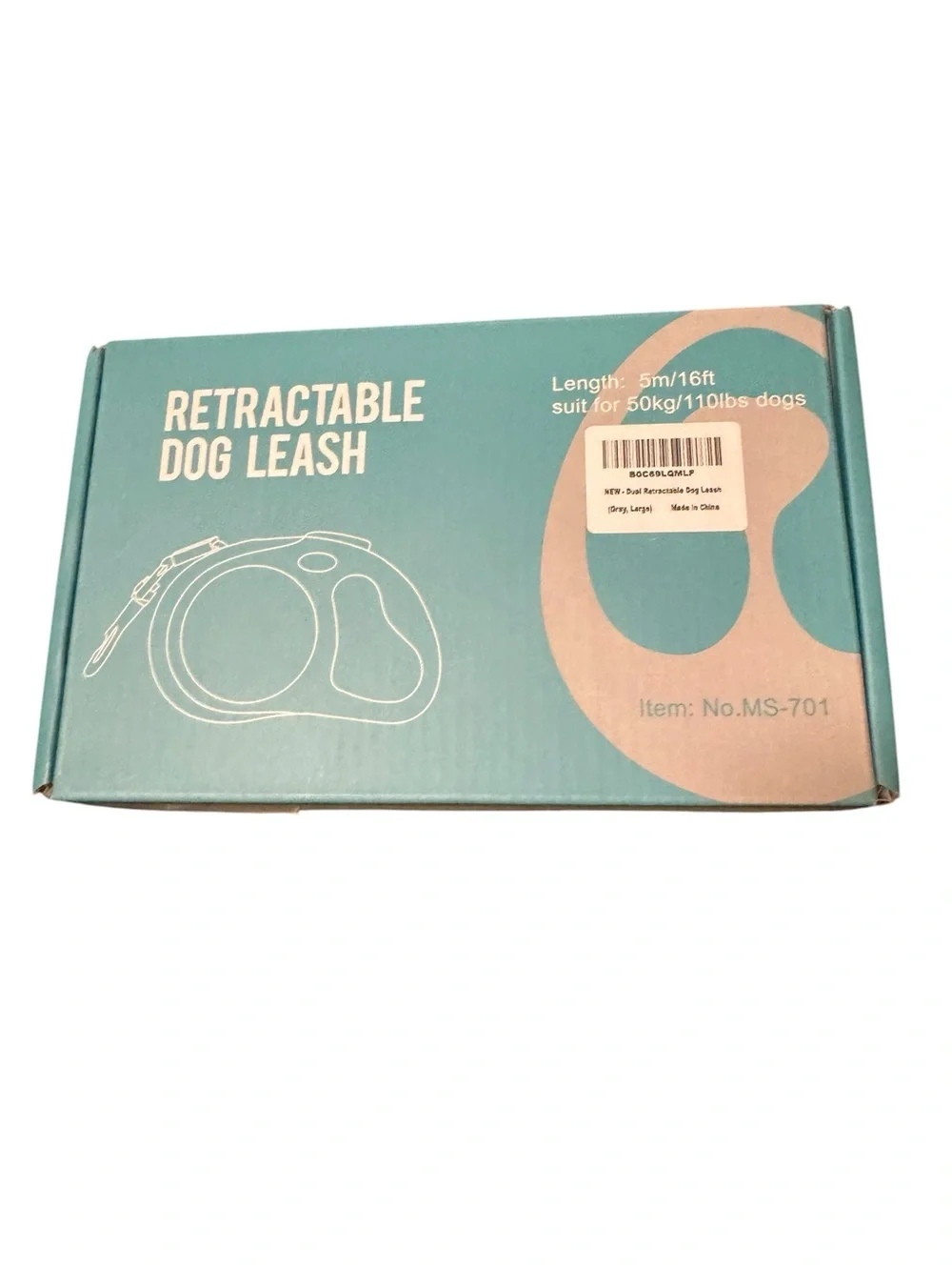 Dual Retractable Dog Leash- Gray. New in Box